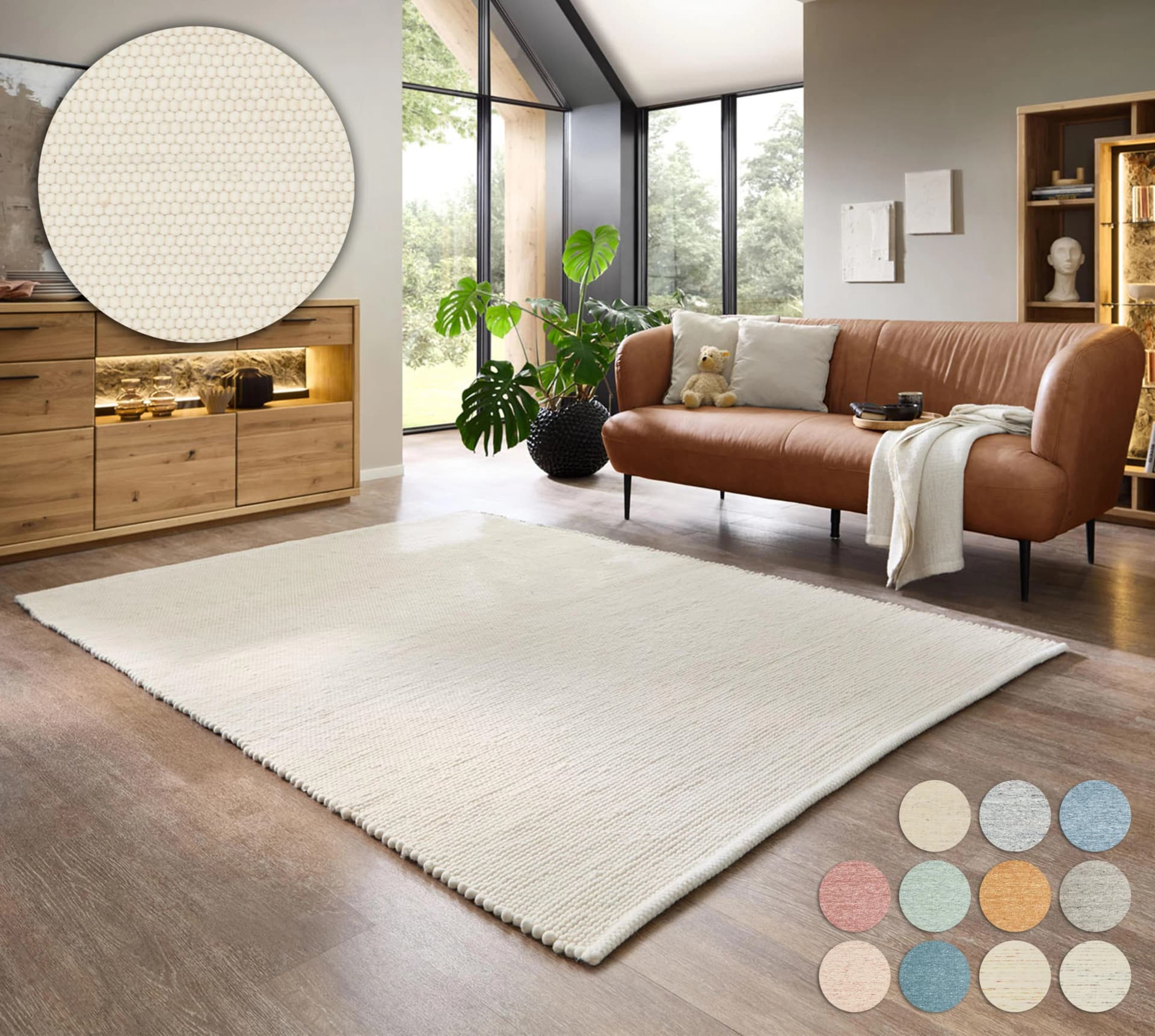OTTO HOME Wollteppich Pirker Beige Handgewebt Wendeteppich