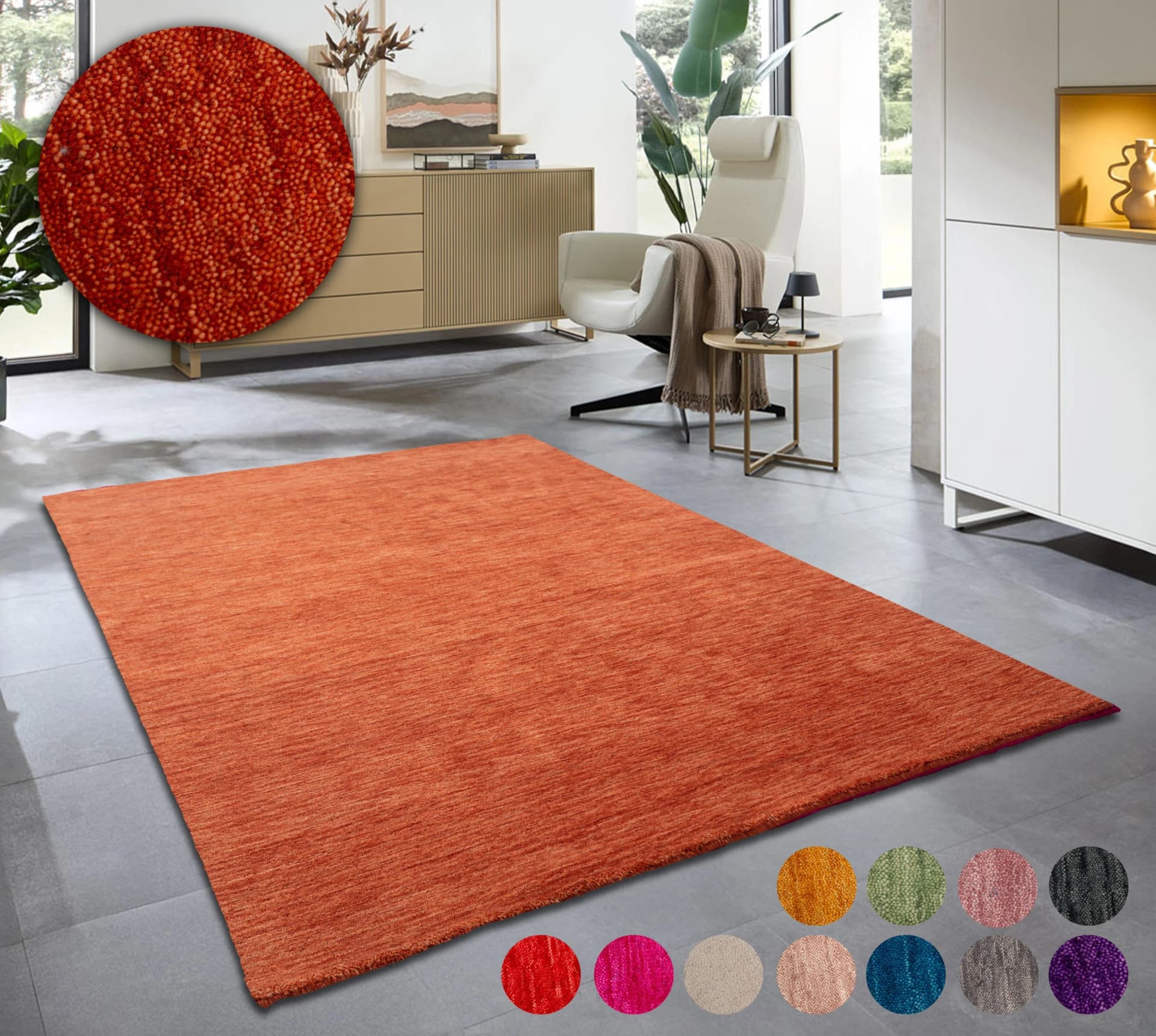 OTTO HOME Wollteppich Karchau Terracotta Handgewebt