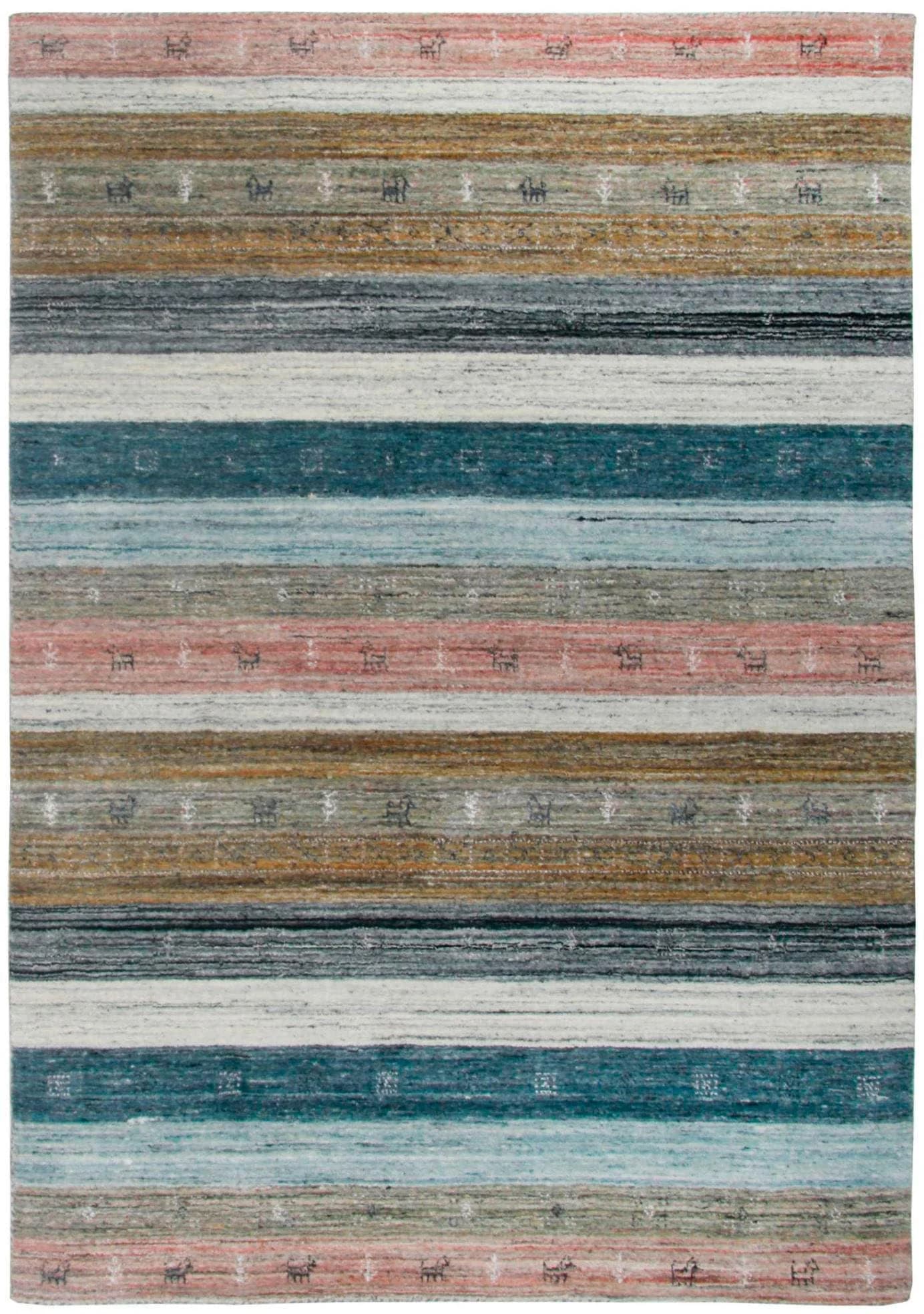 THEKO Wollteppich Nebraska 2498 Bunt Gabbeh Design Handgewebt