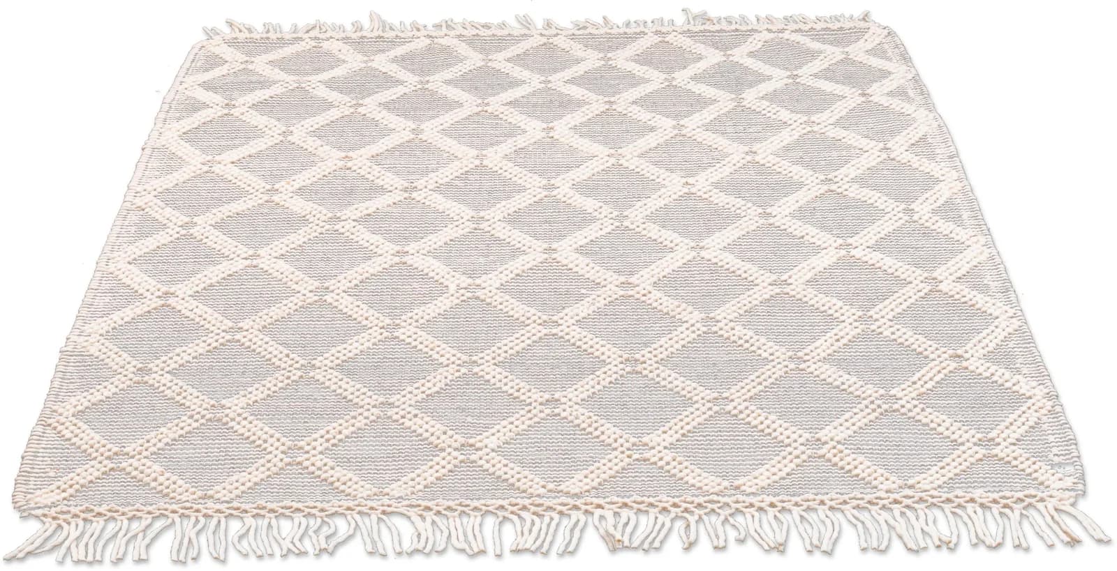 Handgewebter Teppich im Scandi Design und Boho Stil
