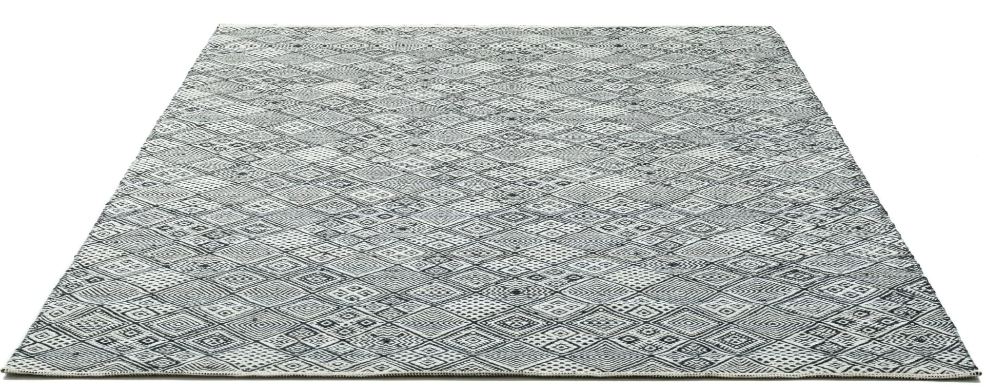 THEKO Wollteppich Molde Schwarz/Weiß Handgewebt Skandi Design