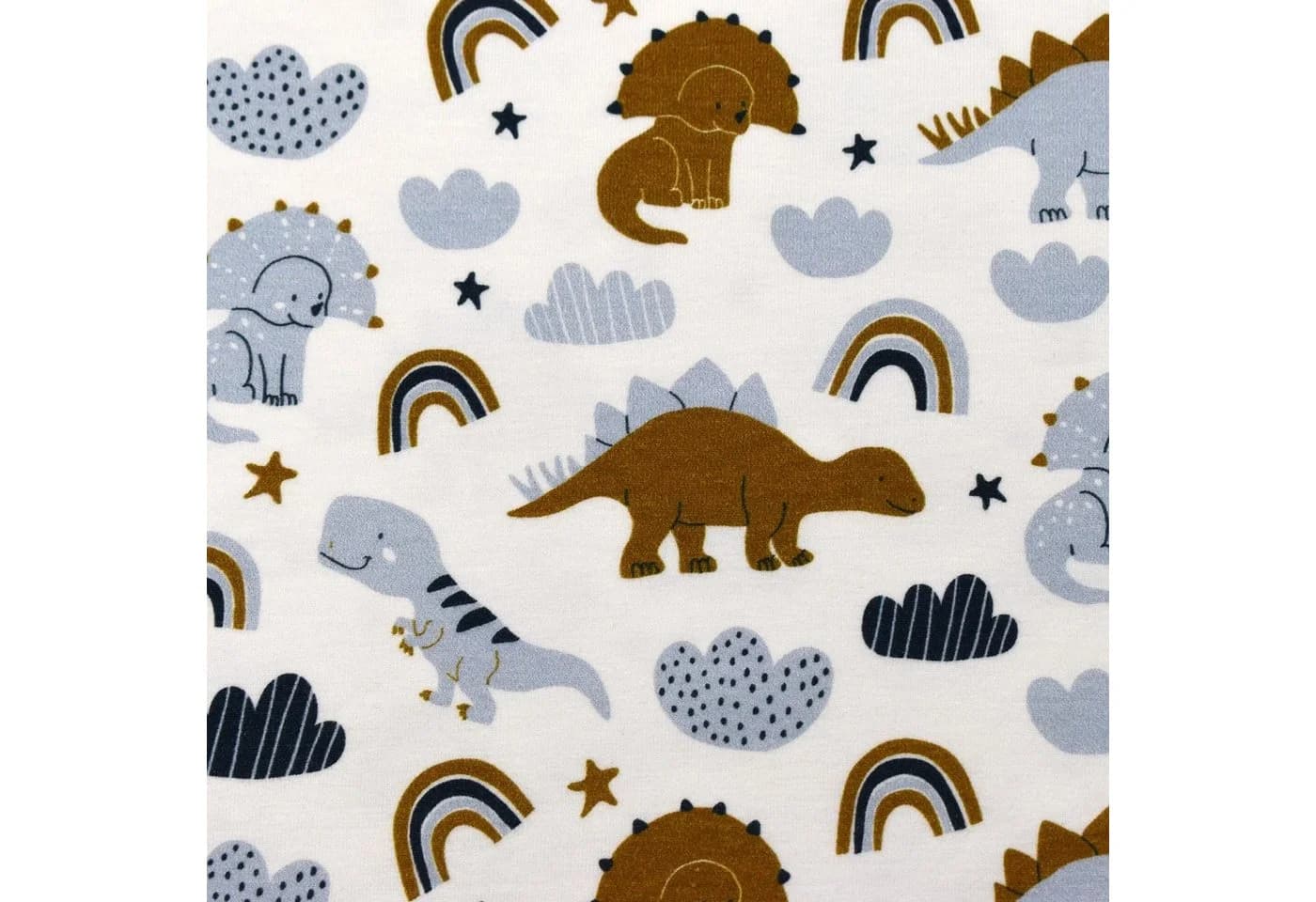 MAGAM-Stoffe Stoff "Dino Bande" Kinder Dinosaurier Jersey Baumwolle Weiß - Bild 2