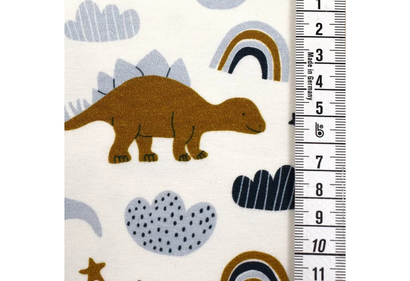 MAGAM-Stoffe Stoff "Dino Bande" Kinder Dinosaurier Jersey Baumwolle Weiß - Bild 4
