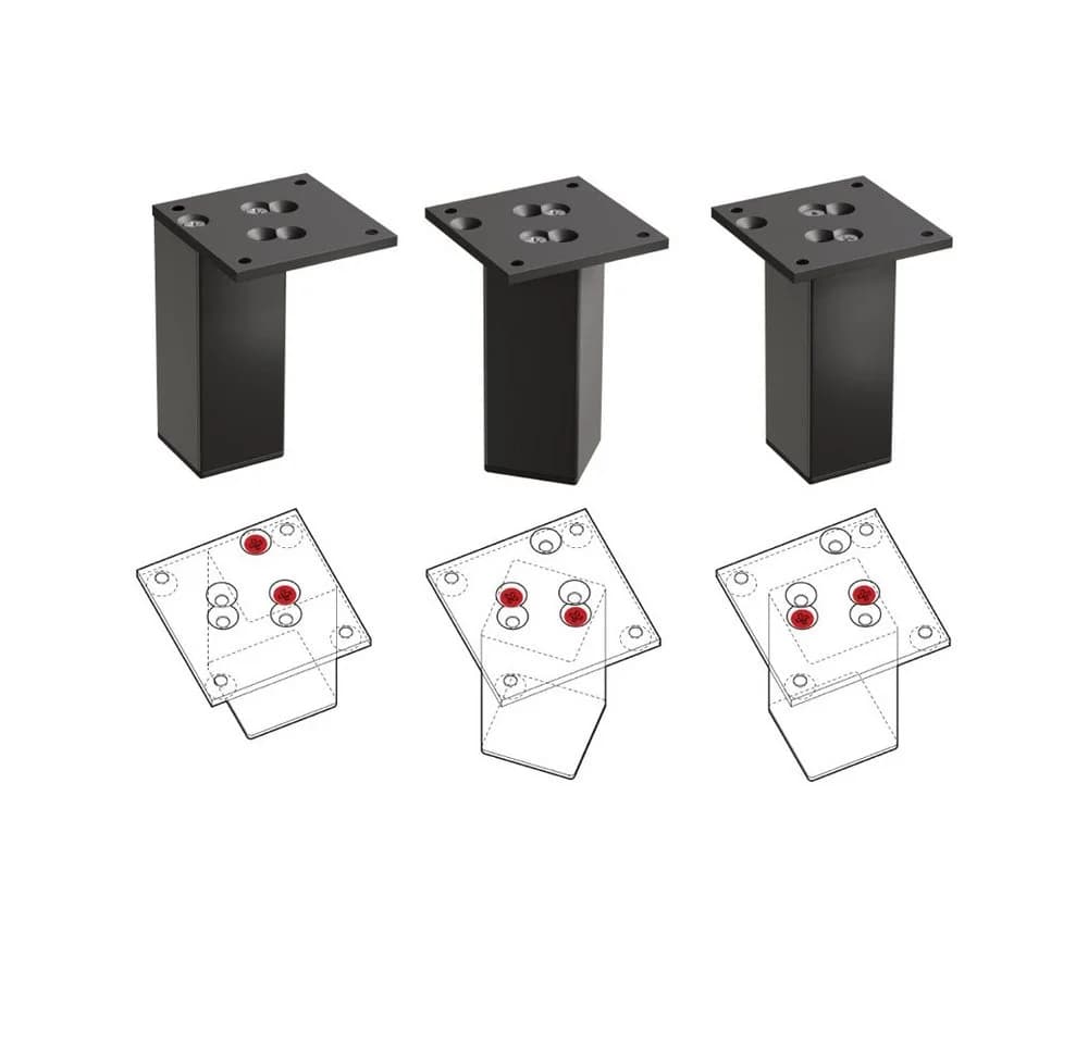 sossai® Möbelfuß Aluminium Schwarz Vierkantprofil 45x45mm - Bild 3