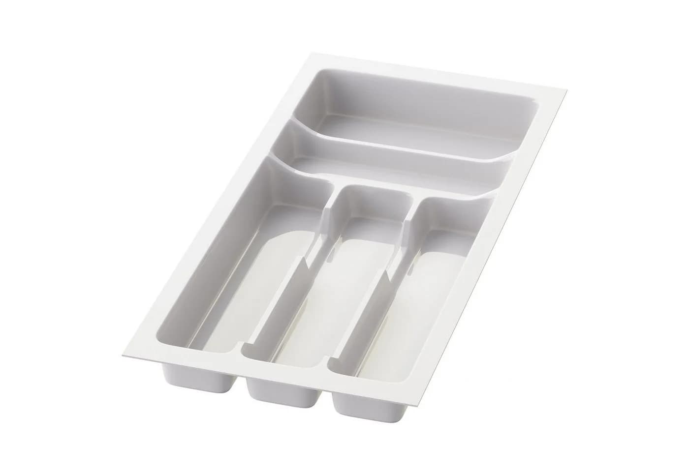 Sossai® Besteckeinsatz Besteckkasten für Schubladen 30-90cm in Weiß, 23x49cm, 5 Fächer - Bild 2
