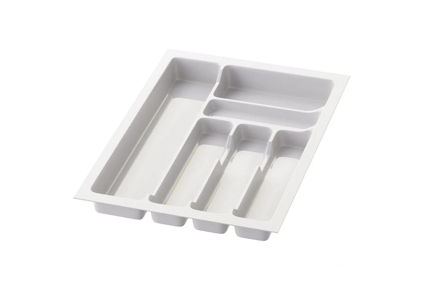 sossai® Besteckeinsatz Besteckkasten für Schubladen 30-90cm in Weiß, 33x49cm, 6 Fächer - Bild 2