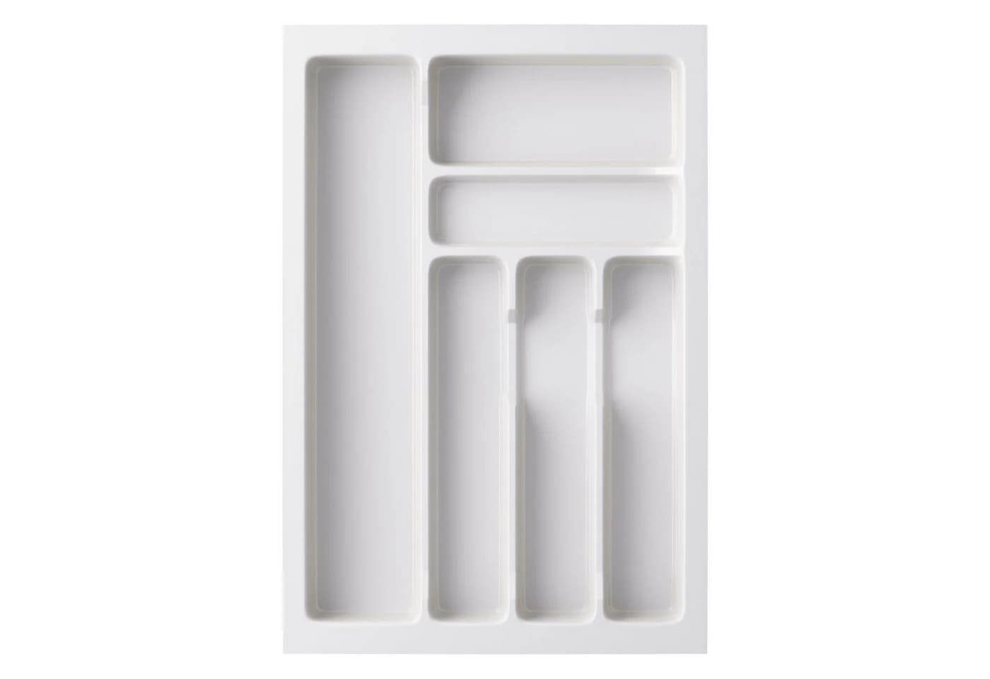 sossai® Besteckeinsatz Besteckkasten für Schubladen 30-90cm in Weiß, 33x49cm, 6 Fächer - Bild 4
