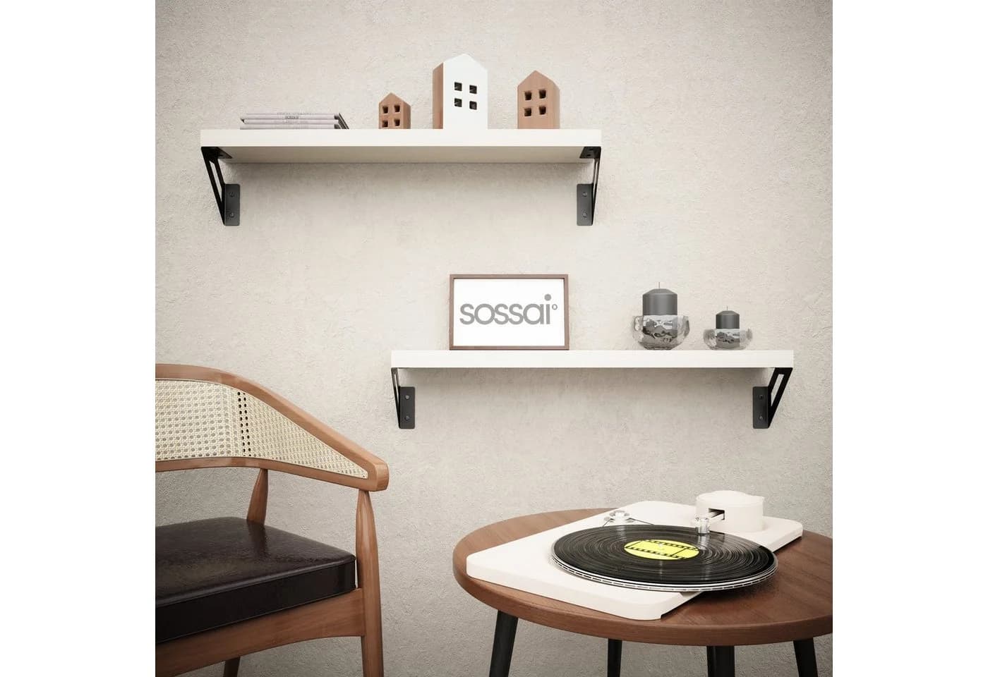 sossai® Wandregalhalter 2er Set Design Regalträger Truss in Schwarzmatt - Bild 3