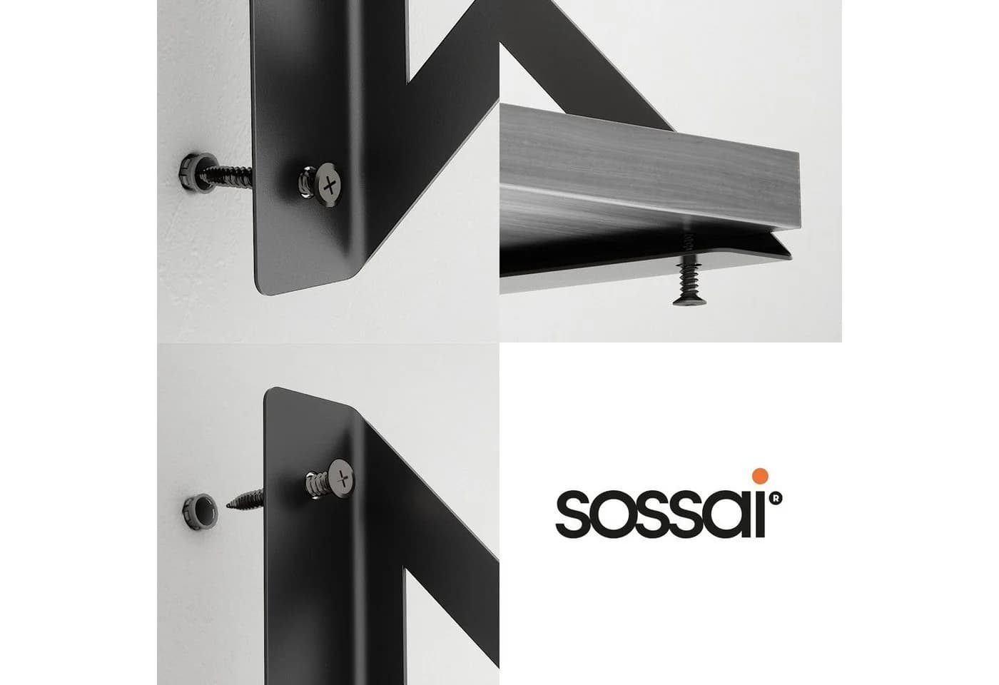 sossai® Wandregalhalter 2er Set Design Regalträger Truss in Schwarzmatt - Bild 5