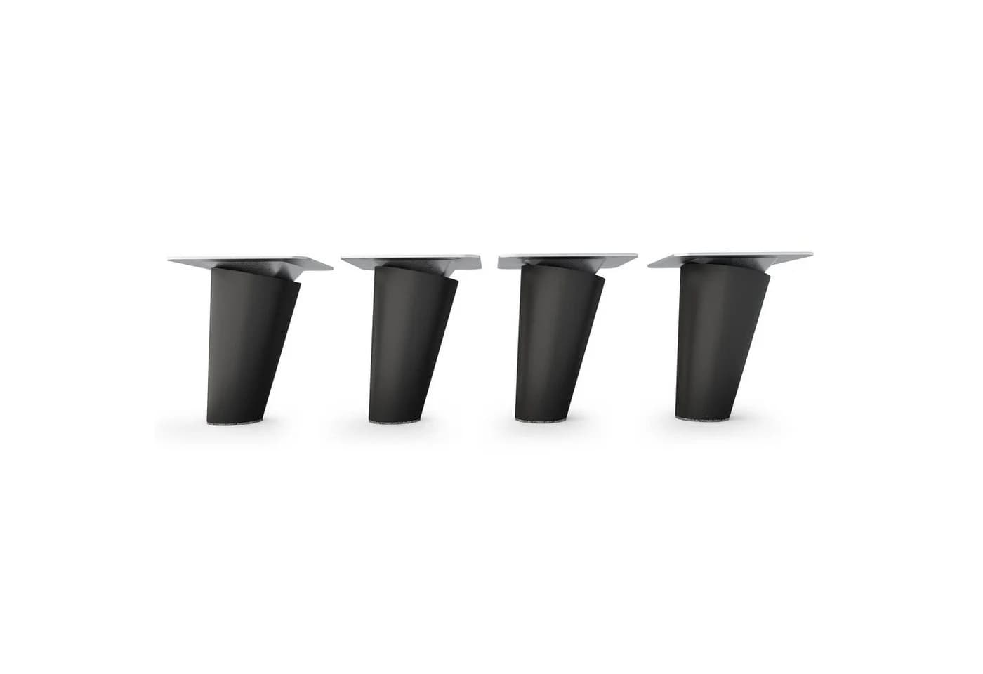 sossai® Möbelfuß Buche Massivholz Schwarzmatt Schräge Ausführung 8cm