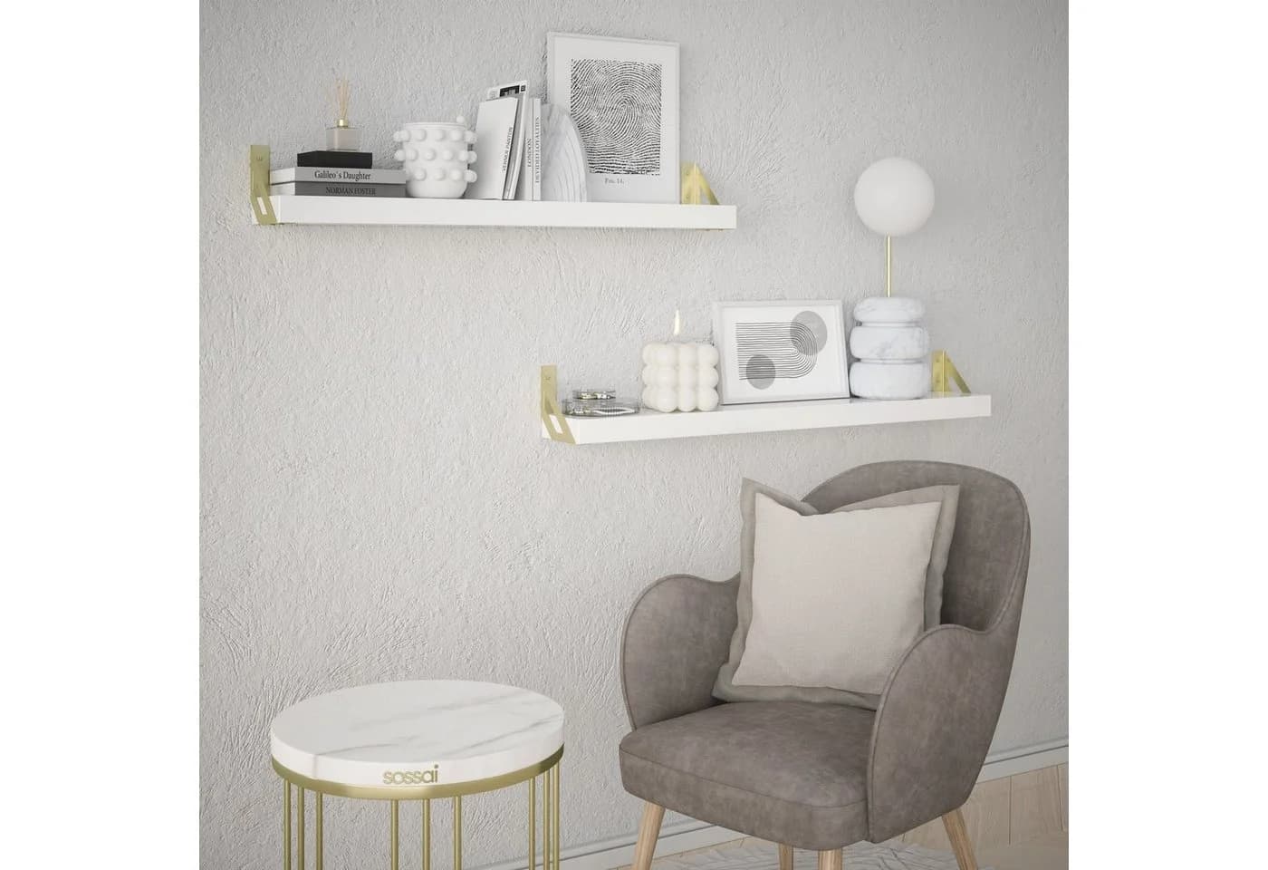 sossai® Wandregalhalter 2er Set Design Truss Gold - Bild 3