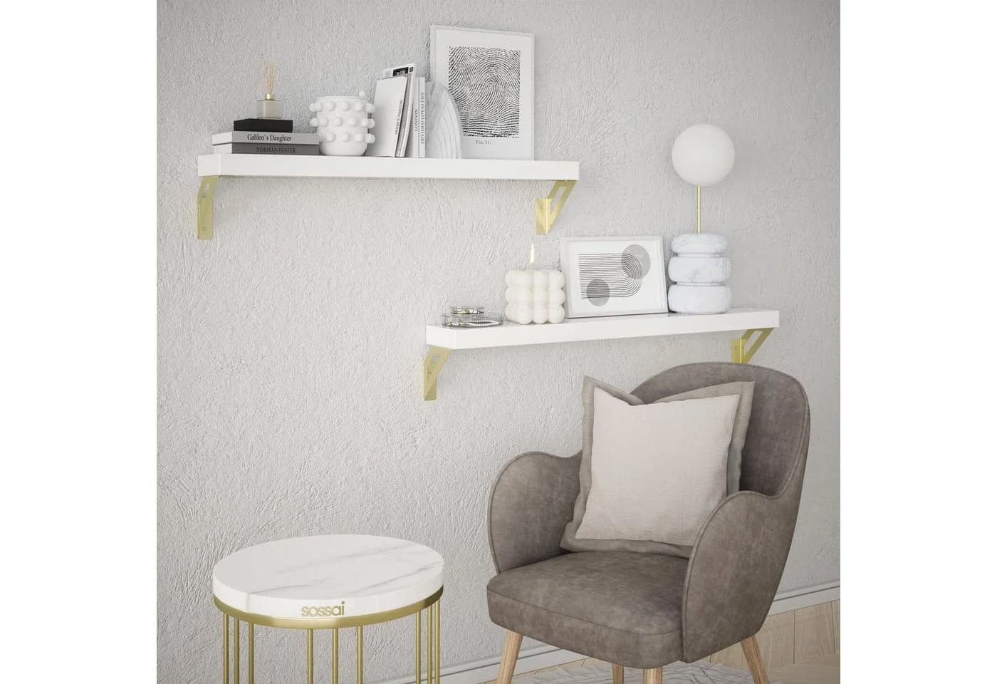 sossai® Wandregalhalter 2er Set Design Truss Gold - Bild 4