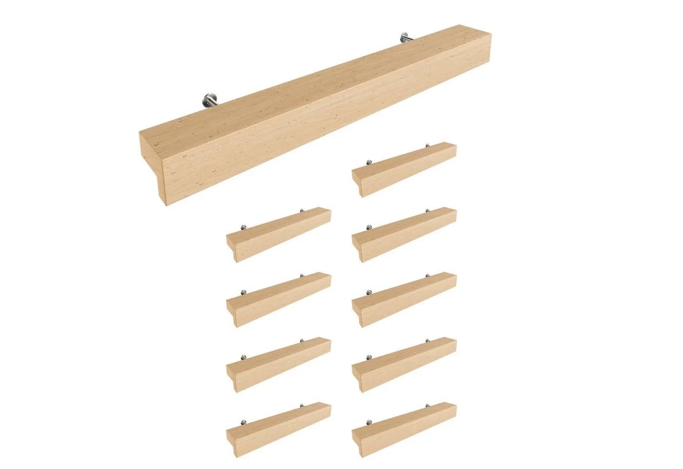 sossai® Möbelgriff Buchenholz 10er Set Lochabstand 128mm - Bild 2
