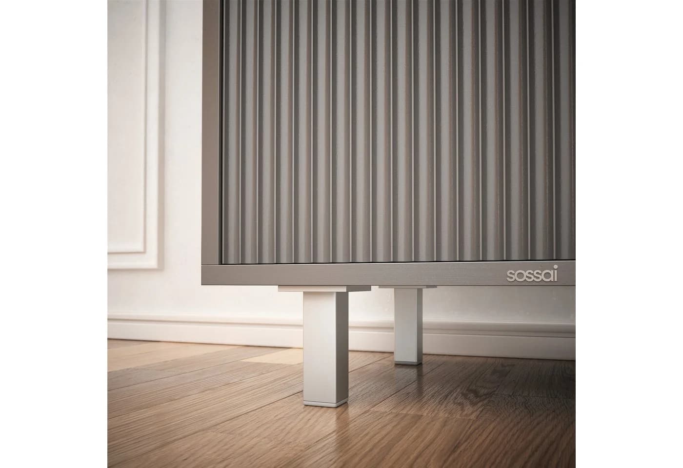 sossai® Möbelfuß Aluminium 4er Set Silber Modern