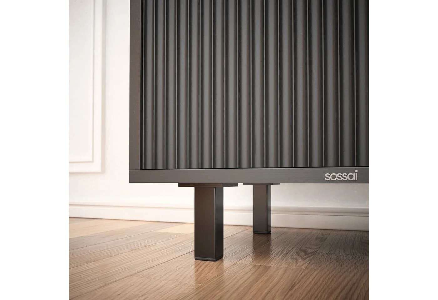 sossai® Möbelfuß Aluminium Schwarz Vierkantprofil 30x30mm (4er Set)