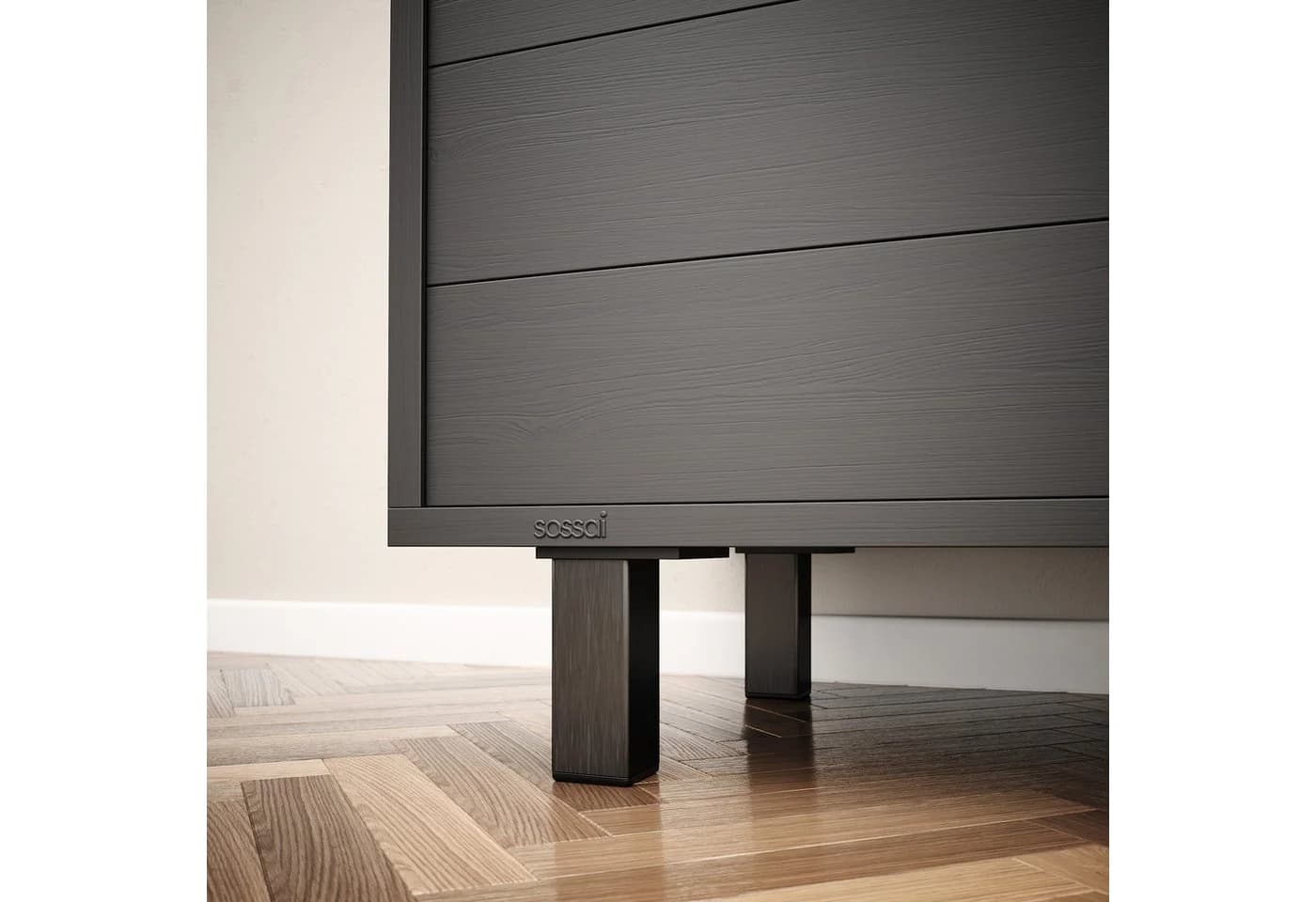sossai® Möbelfuß MFV2 4er Set Schwarz Aluminium