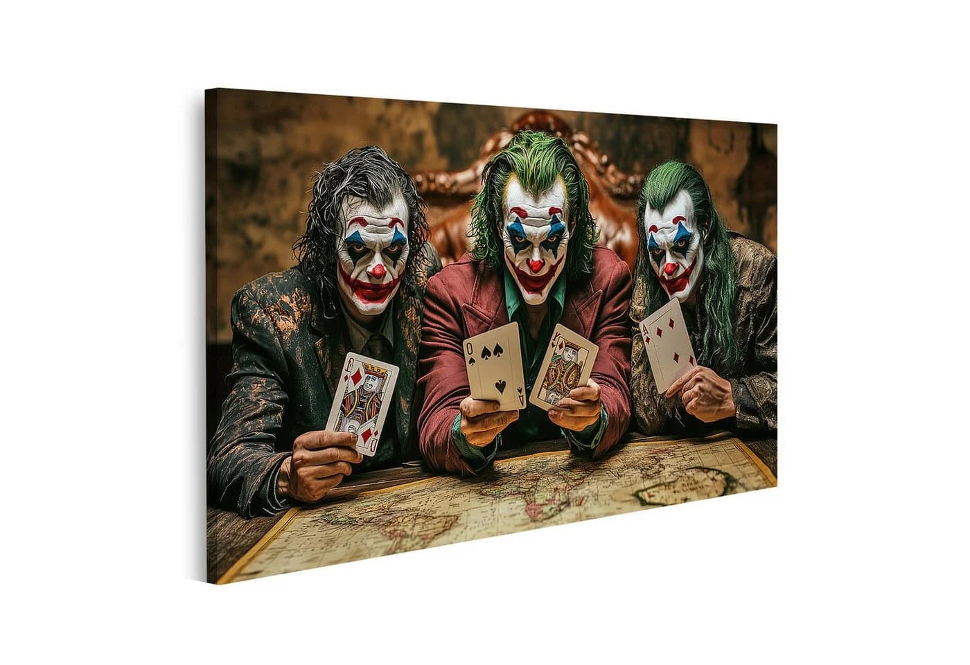 islandburner Leinwandbild Clowns Poker Spiel Bunt - Bild 2