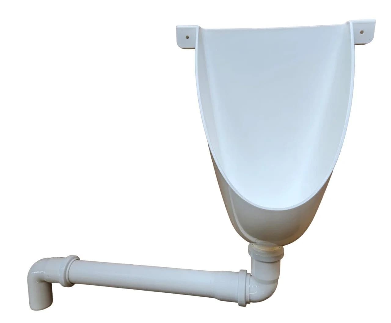 Agande Urinal wasserlos Grau/Weiß mit Abflussrohr