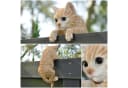 dazikemo Gartenfigur Katze Braun Kunststein Deko für Zaun Bild 2