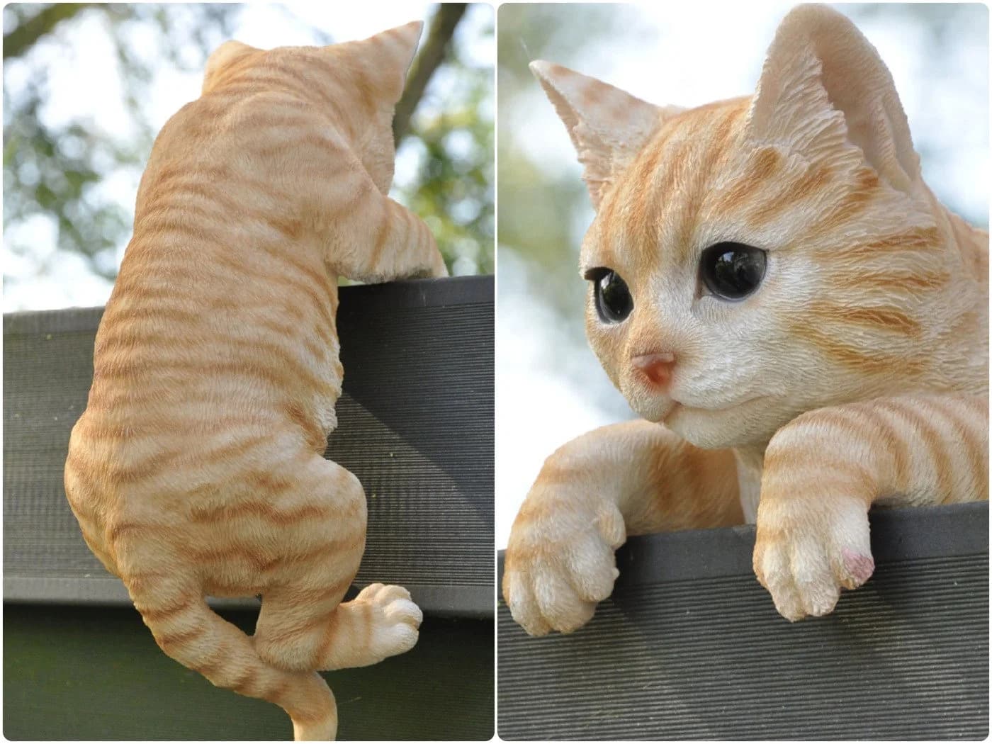 dazikemo Gartenfigur Katze Braun Kunststein Deko für Zaun - Bild 3