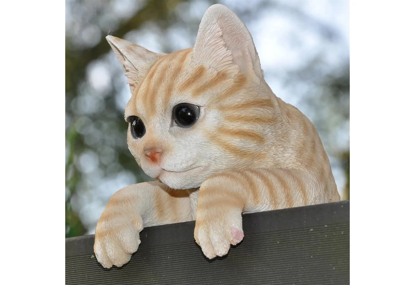 dazikemo Gartenfigur Katze Braun Kunststein Deko für Zaun - Bild 5