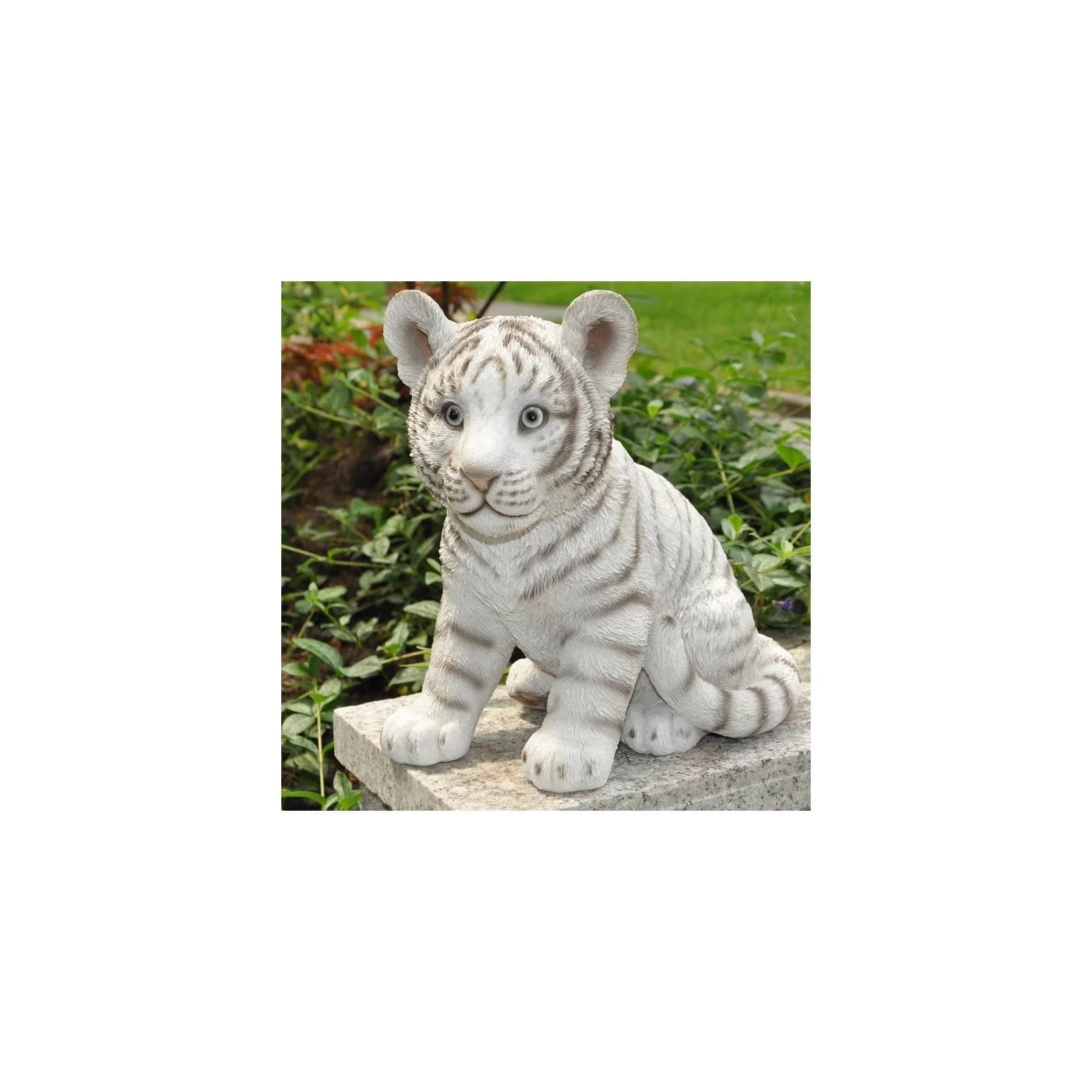 Dazikemo Dekofigur Gartenfigur weißer Tiger Kunststein