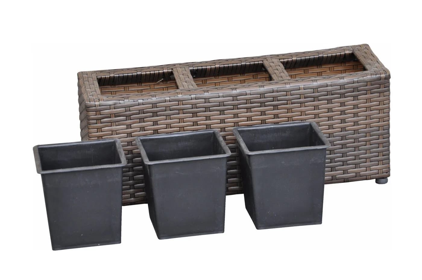 dazikemo Blumenkasten 3er Set Polyrattan Braun - Bild 3