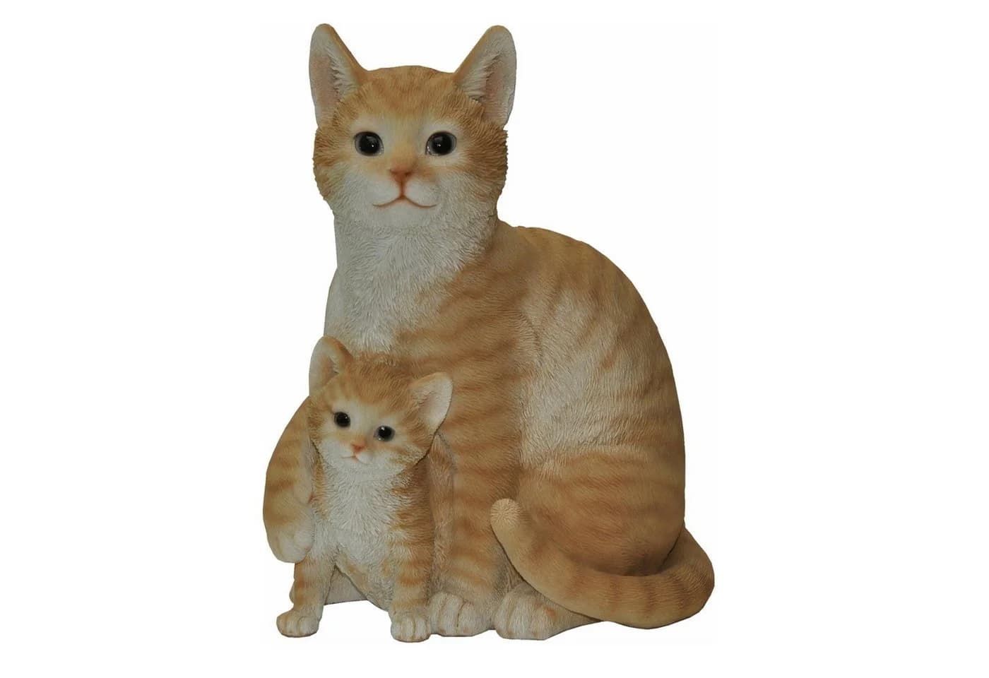 dazikemo Gartenfigur Katze mit Katzenbaby Brauner Kunststein