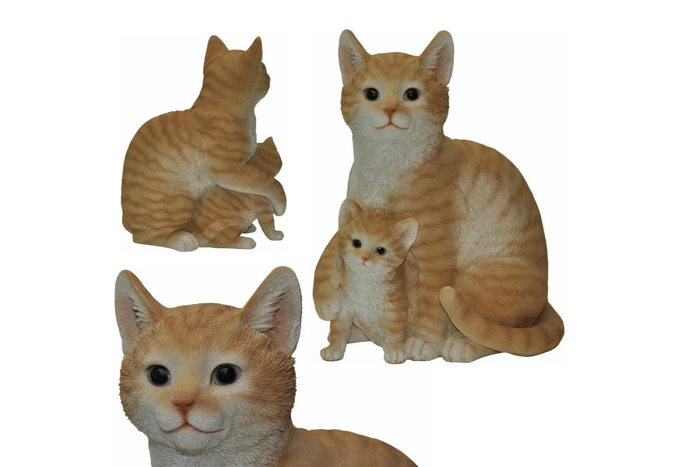 dazikemo Gartenfigur Katze mit Katzenbaby Brauner Kunststein - Bild 5