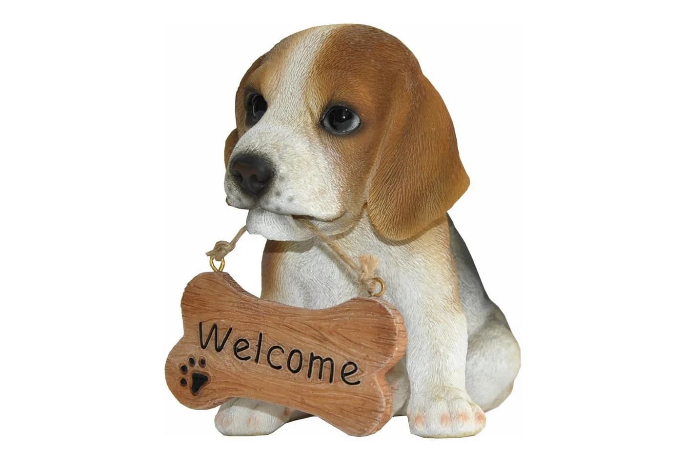 dazikemo Gartenfigur Hund Beagle Willkommen Kunststein