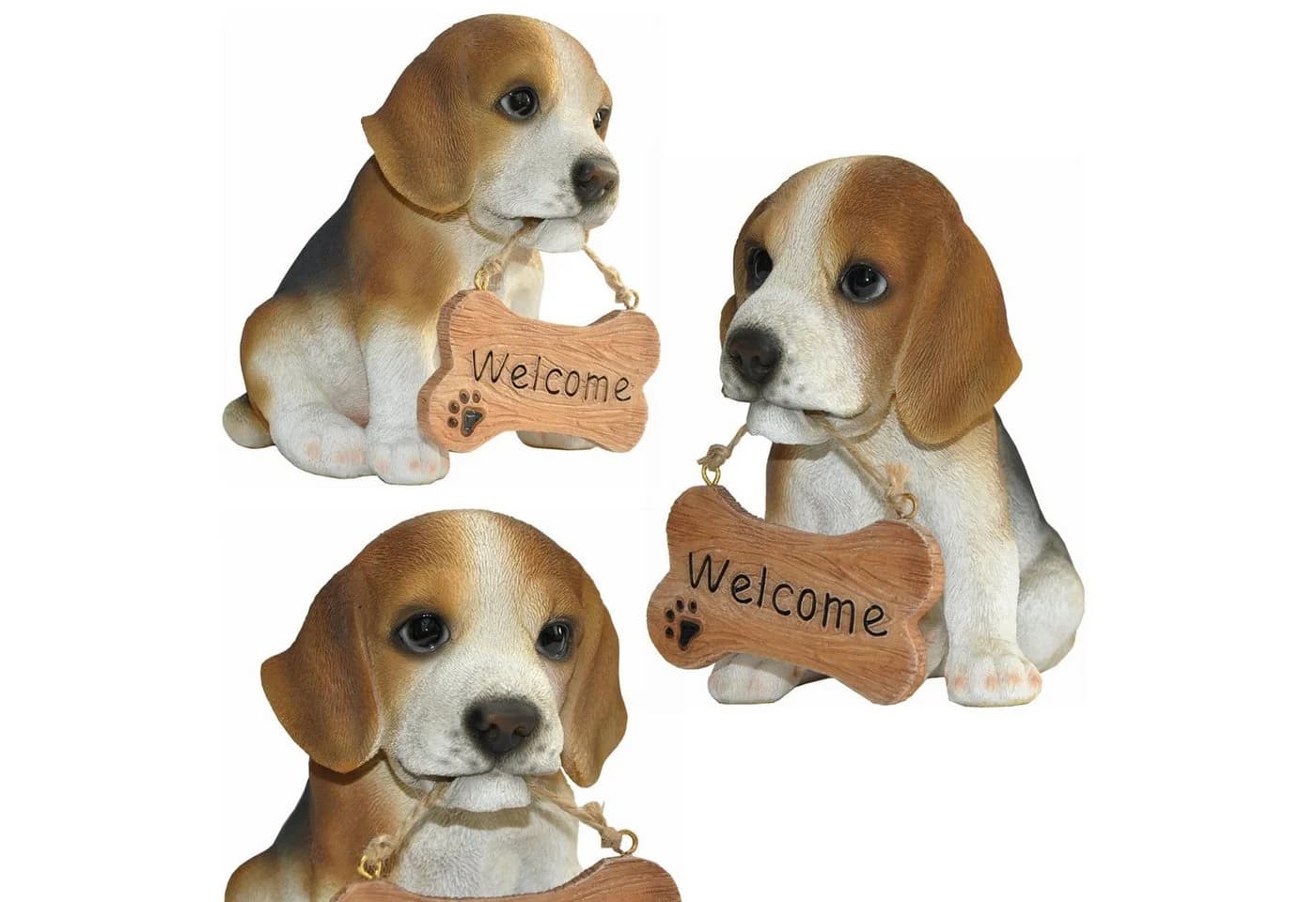 dazikemo Gartenfigur Hund Beagle Willkommen Kunststein - Bild 5