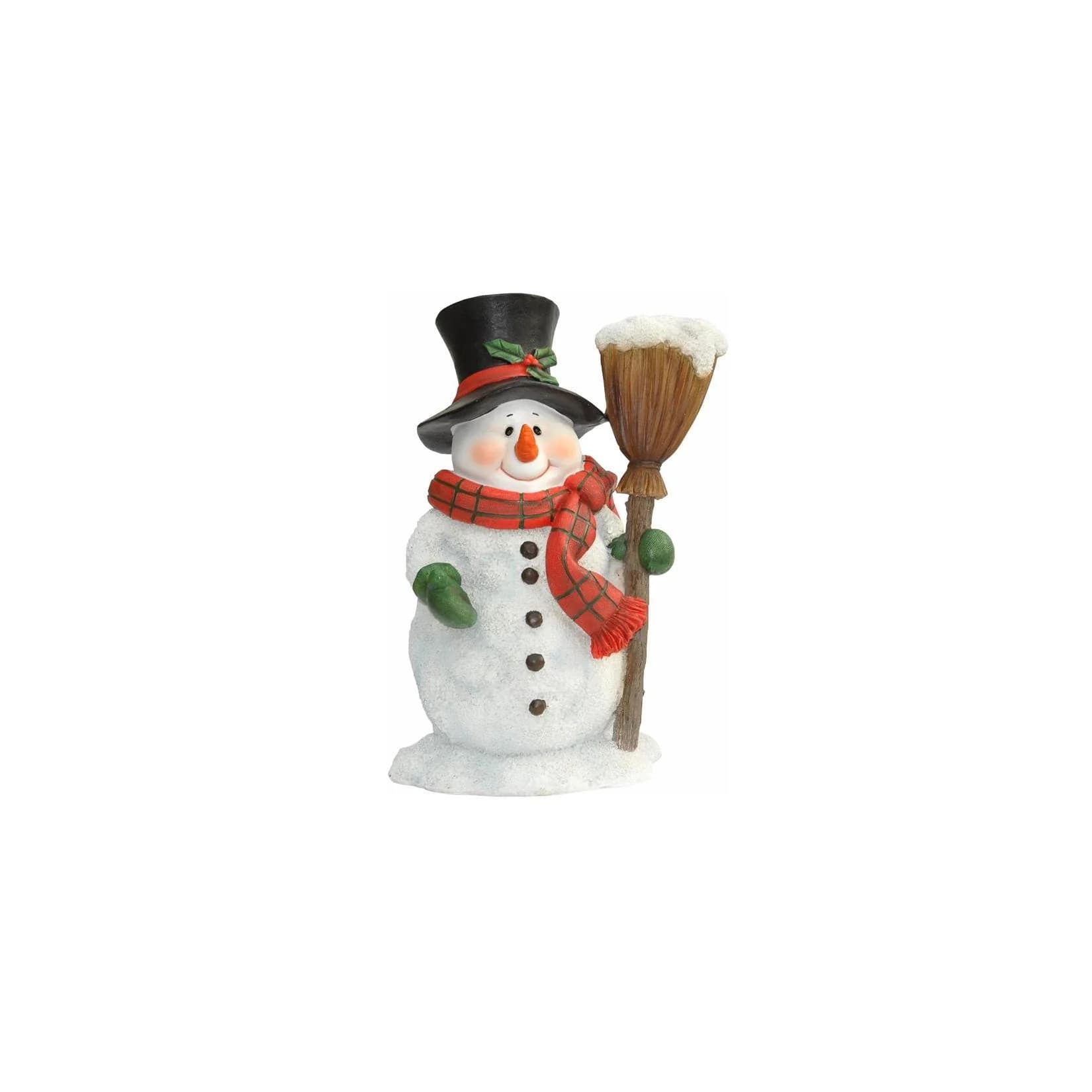 dazikemo Gartenfigur Schneemann mit Besen Kunststein