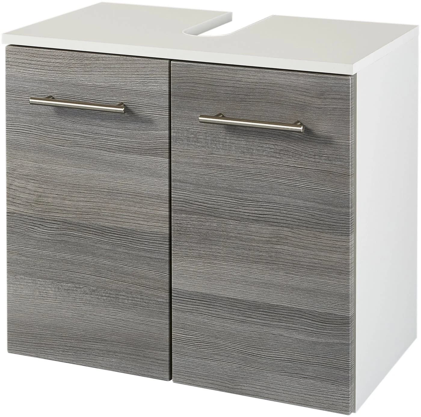 WELLTIME Trento Waschbeckenunterschrank 60cm Weiß/Eiche Rauchsilber - Bild 2