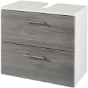 WELLTIME Trento Waschbeckenunterschrank 60cm Weiß/Eiche Rauchsilber Bild 2