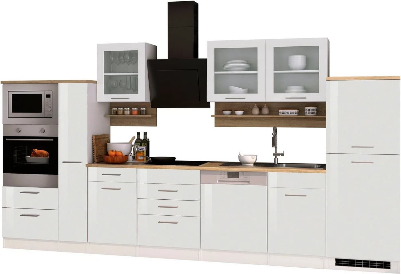 KOCHSTATION Küchenzeile KS-Mailand 370 cm mit E-Geräten weiß glänzend - Bild 2