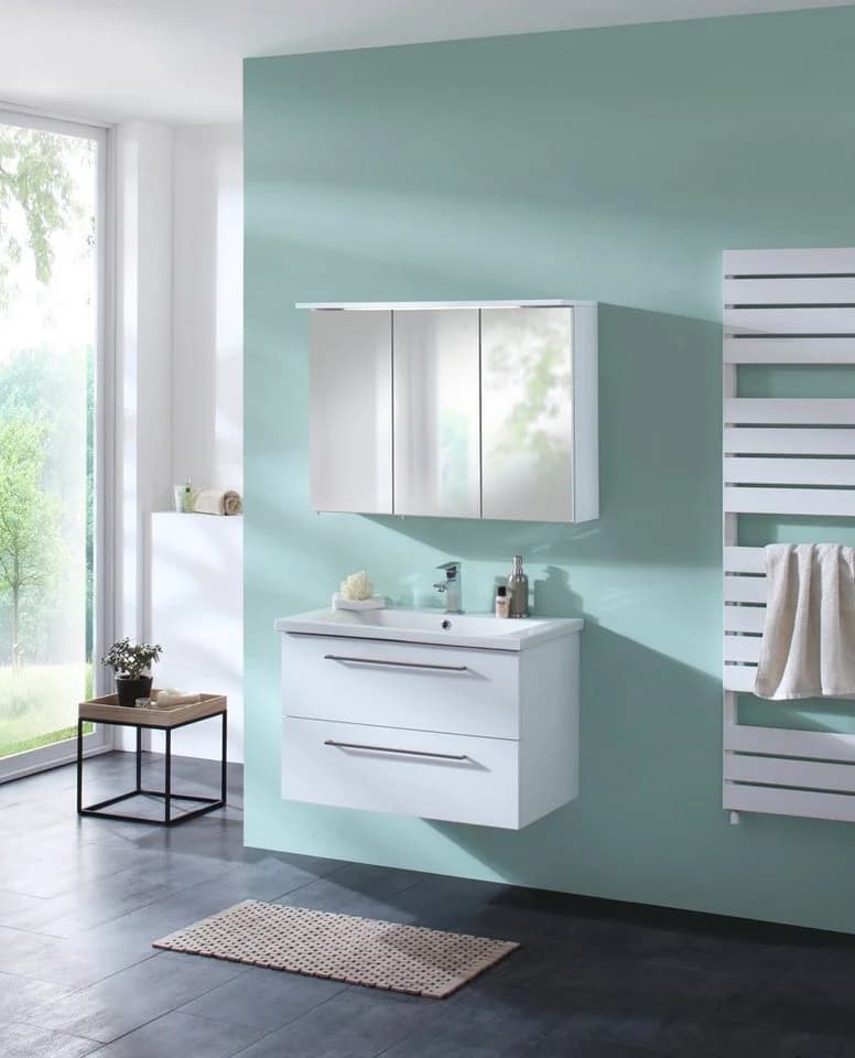 WELLTIME Flex Spiegelschrank Weiß mit LED und Steckdose