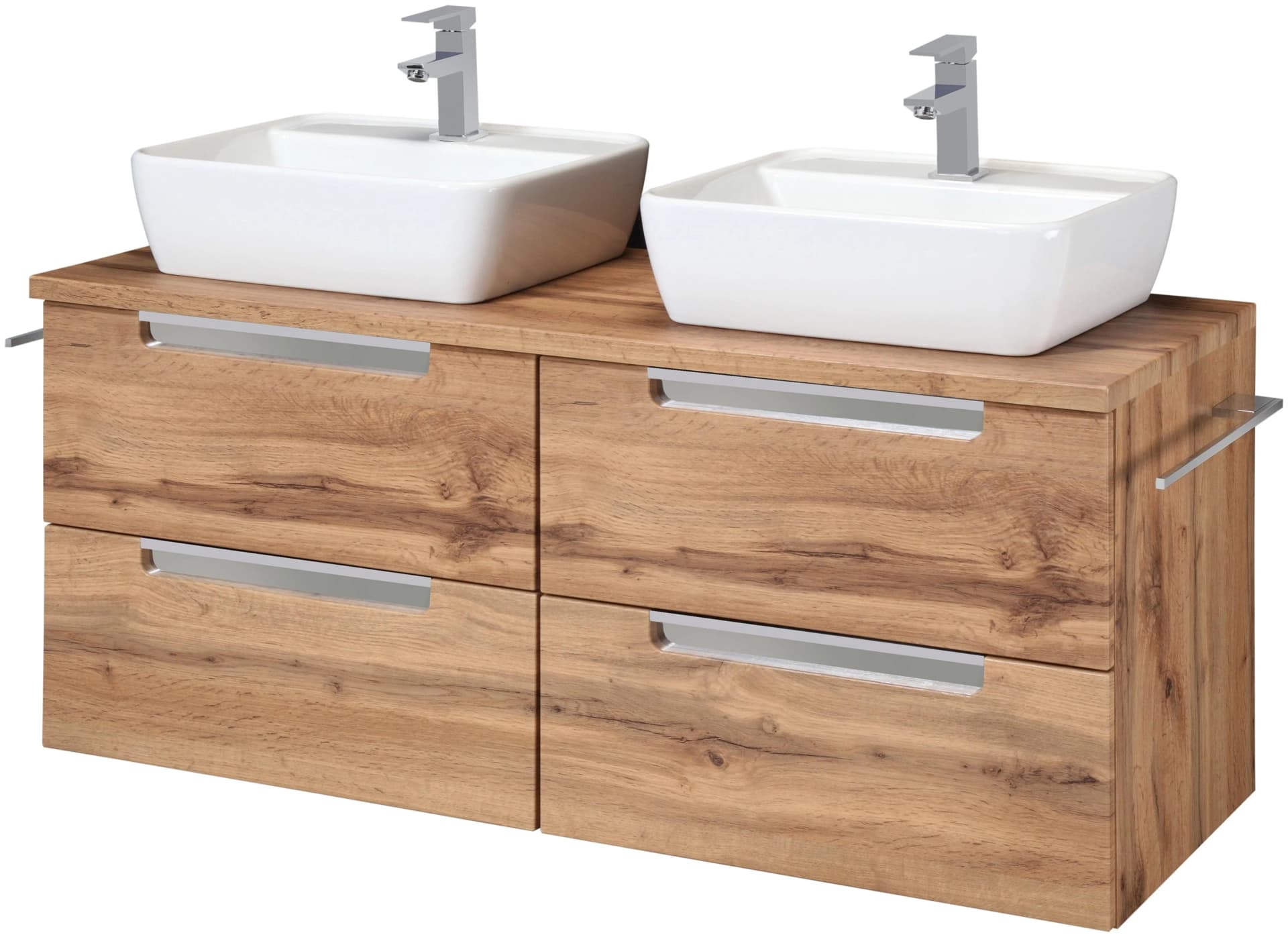 WELLTIME Doppelwaschtisch Malibu Eiche Braun Soft-Close