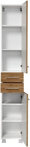 WELLTIME Hochschrank Trento Braun Weiß Badmöbel Bild 3
