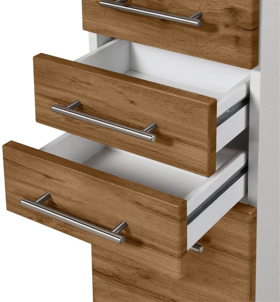 WELLTIME Hochschrank Trento Braun Weiß Badmöbel - Bild 4