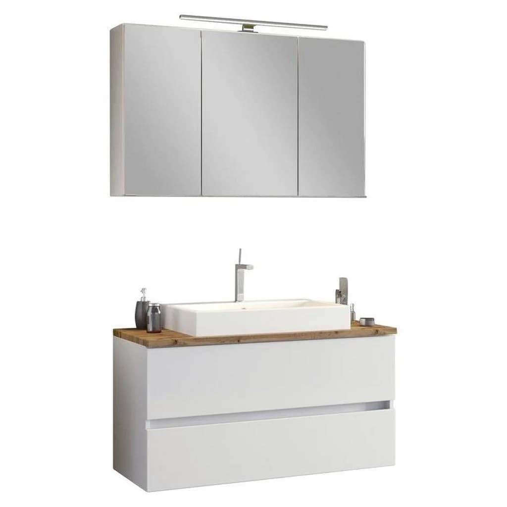 Held Möbel Pienza Badezimmer-Set Eiche Weiß Holzwerkstoff 2 Schubladen 100 cm - Bild 2