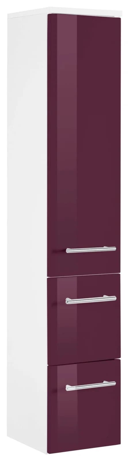 Midischrank WELLTIME Venedig Hochglanz Aubergine Weiß