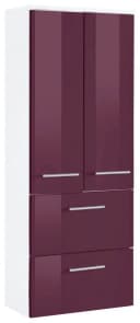 Midischrank WELLTIME Venedig Aubergine Weiß Hochglanz Bild 2