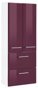 Midischrank WELLTIME Venedig Aubergine Weiß Hochglanz Bild 3