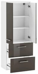 Midischrank WELLTIME Venedig Hochglanz Grau Weiß Bild 5