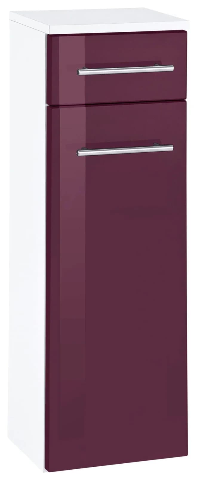 WELLTIME Unterschrank Venedig Hochglanz Aubergine Weiß