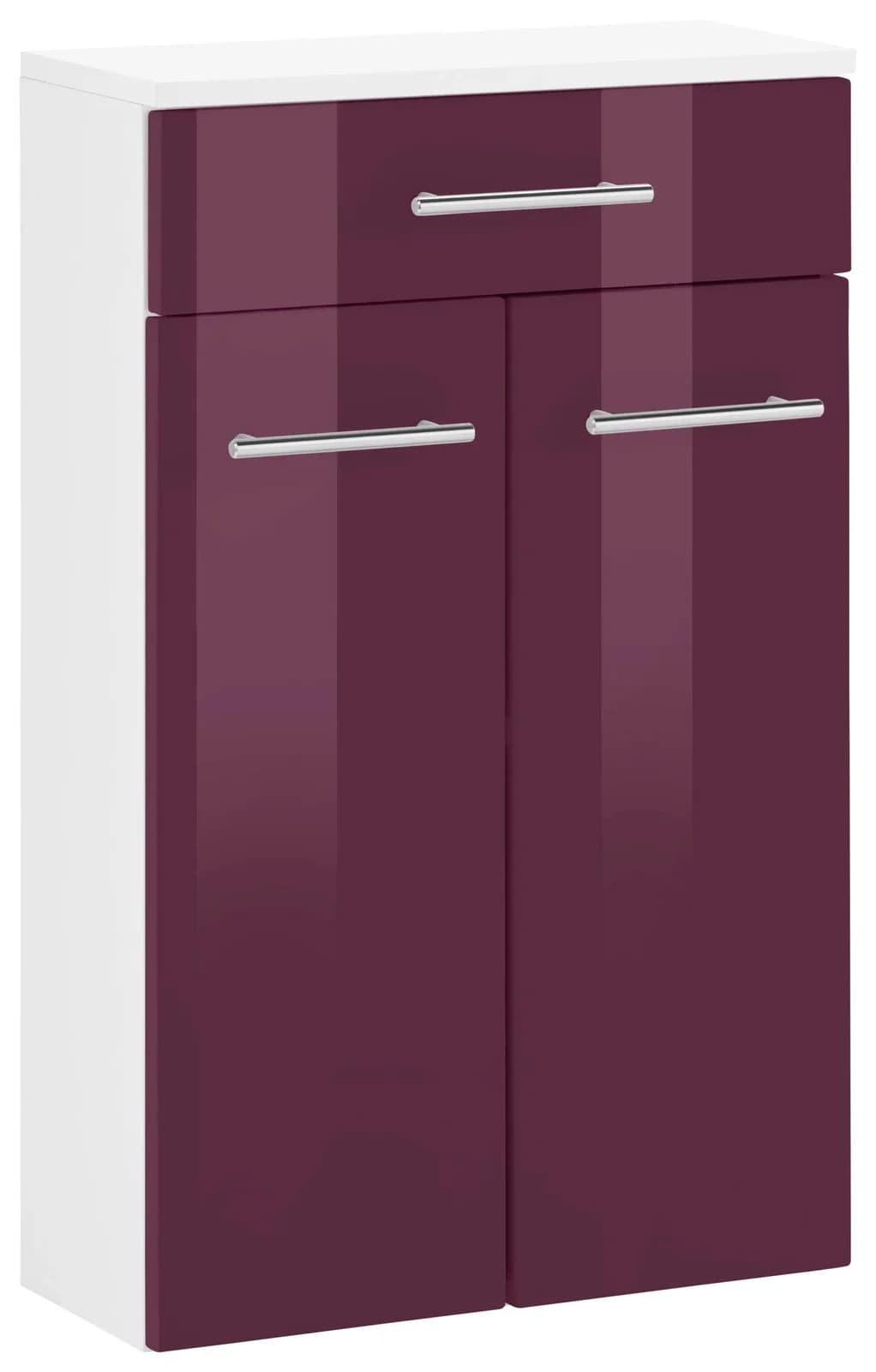 WELLTIME Unterschrank Venedig Hochglanz aubergine/weiß