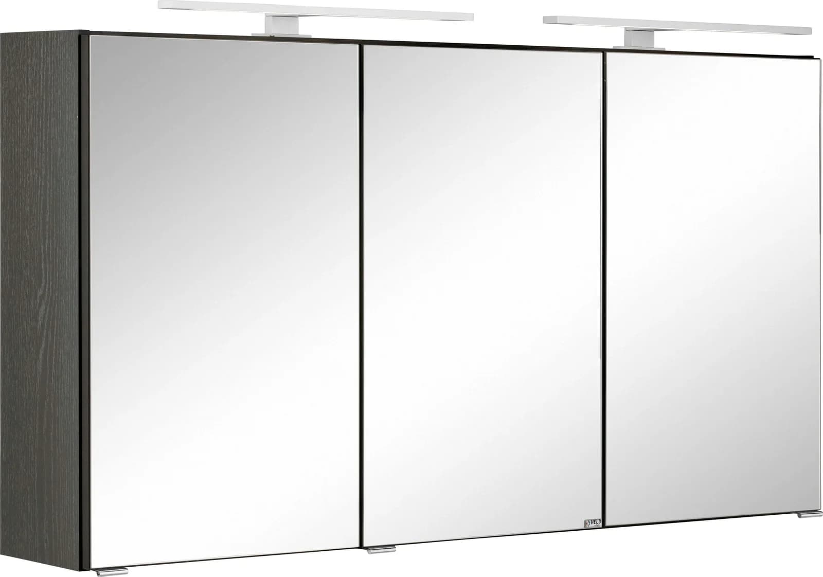 WELLTIME Spiegelschrank Ohio Graphitgrau mit LED und 3 Türen