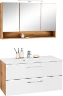 WELLTIME Badmöbel-Set Soria Weiß Eiche 100cm Spiegelschrank Bild 2