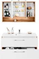WELLTIME Badmöbel-Set Soria Weiß Eiche 100cm Spiegelschrank Bild 3