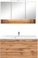 WELLTIME Badmöbel-Set Soria Braun 100cm mit Spiegelschrank Bild 2